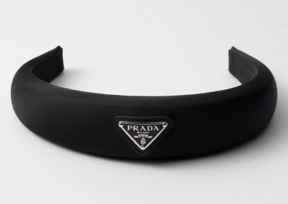 🖤 Prada Re-Nylon Triangle Logo Headband Black NWT + Dust Bag | 1IH016